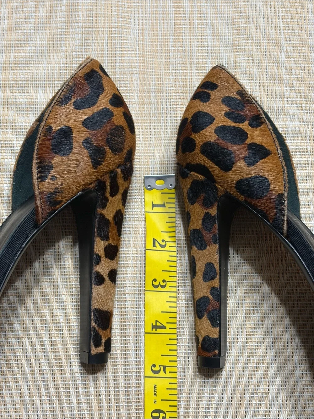 Tory Burch Black Sandals with Leopard Heel Accent
